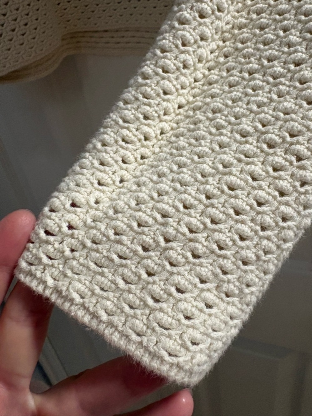 Neuflora Open-Knit Crewneck Sweater in Cream - Picture 5 of 6
